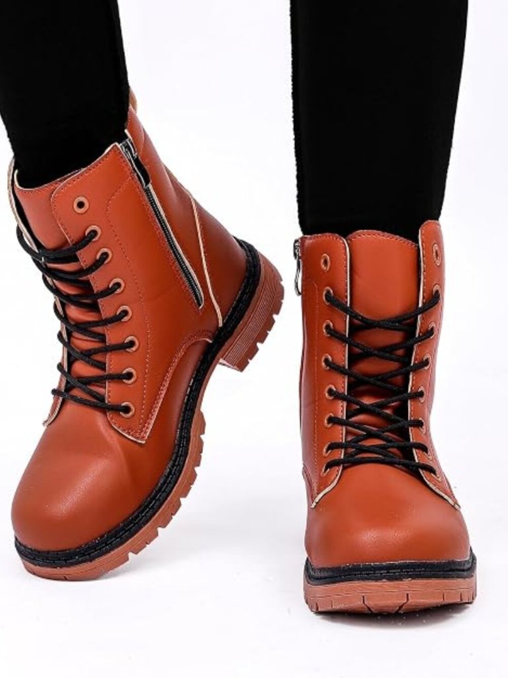 NEW Unitysow Waterproof Combat Fur Lined Ankle Boots | Brown